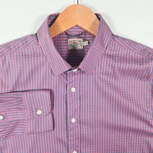 Faherty Long Sleeve Polo Button Shirt Mens Medium Check Soft Chest Preppy